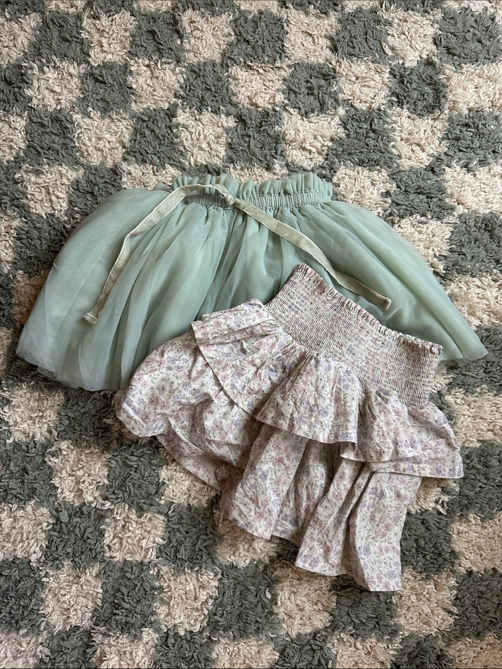 Jamie Kay Mint Tulle Skirt with Floral Ruffle Skirt